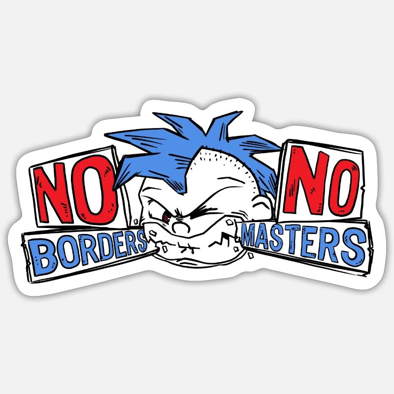 Pas de frontières Pas de maîtres Sticker taille S (10 x 10 cm)