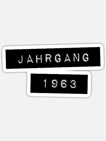 Etikett Jahrgang 1963, 60. Geburtstag, geboren 63 - Sticker Größe S (10 x 10 cm) - Mattweiß