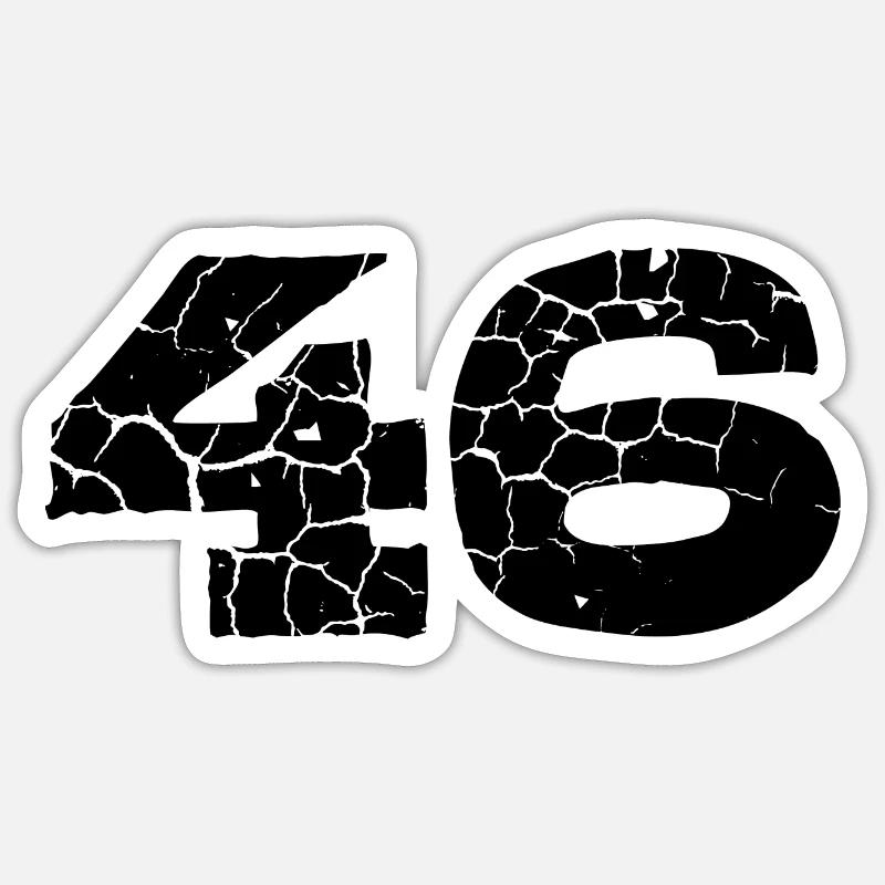 Maillot numéro 46 - Sticker taille S (10 x 10 cm) - blanc mat