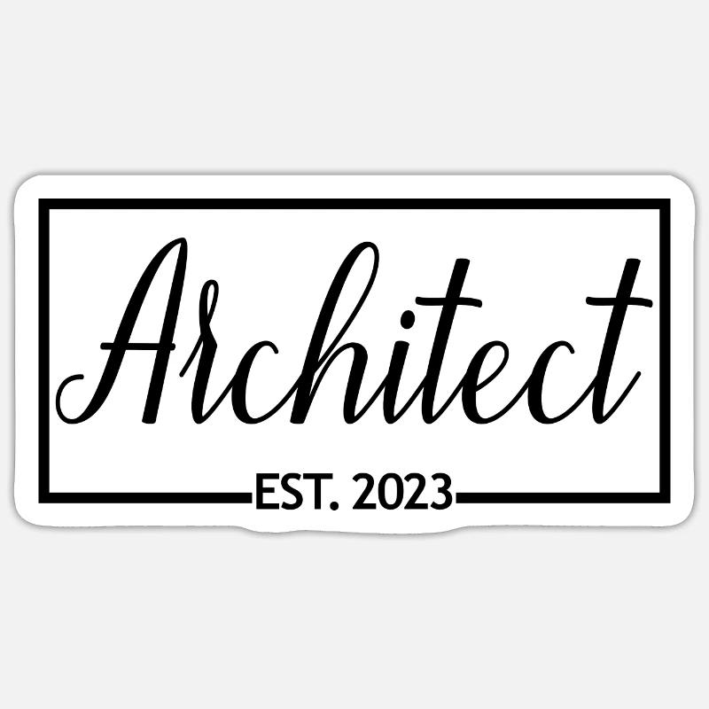 Architecte Est. 2023 Étudiant Architecte Diplômé Sticker taille S (10 x 10 cm)