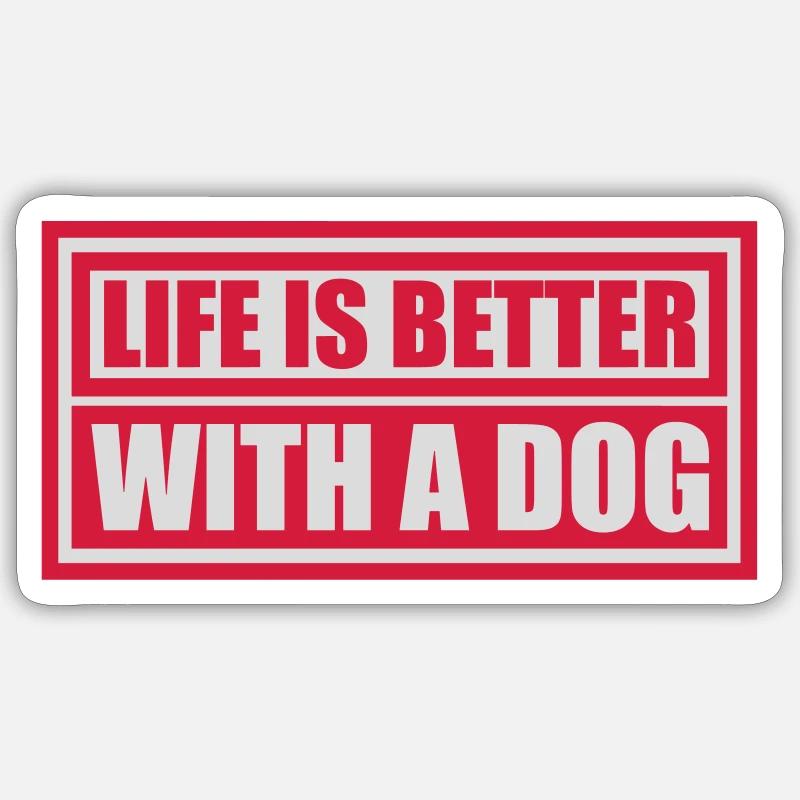 mieux avec un chien - Sticker taille S (10 x 10 cm) - blanc mat