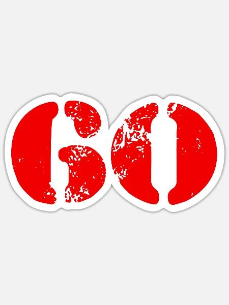 60 Zahl Symbol - Sticker Größe S (10 x 10 cm) - Mattweiß