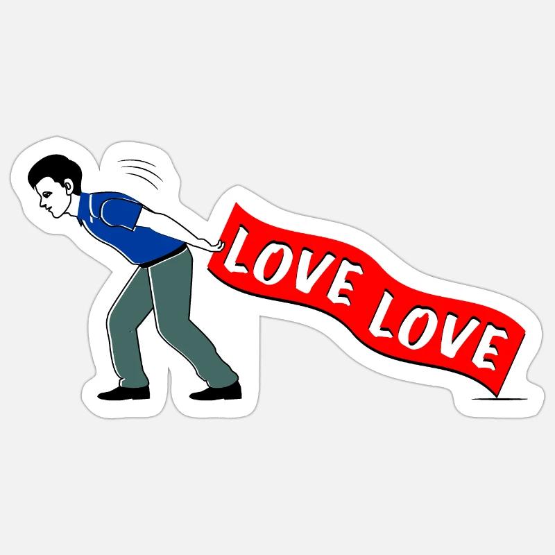 MEN PULL LOVE Banner - Sticker Größe S (10 x 10 cm) - Mattweiß