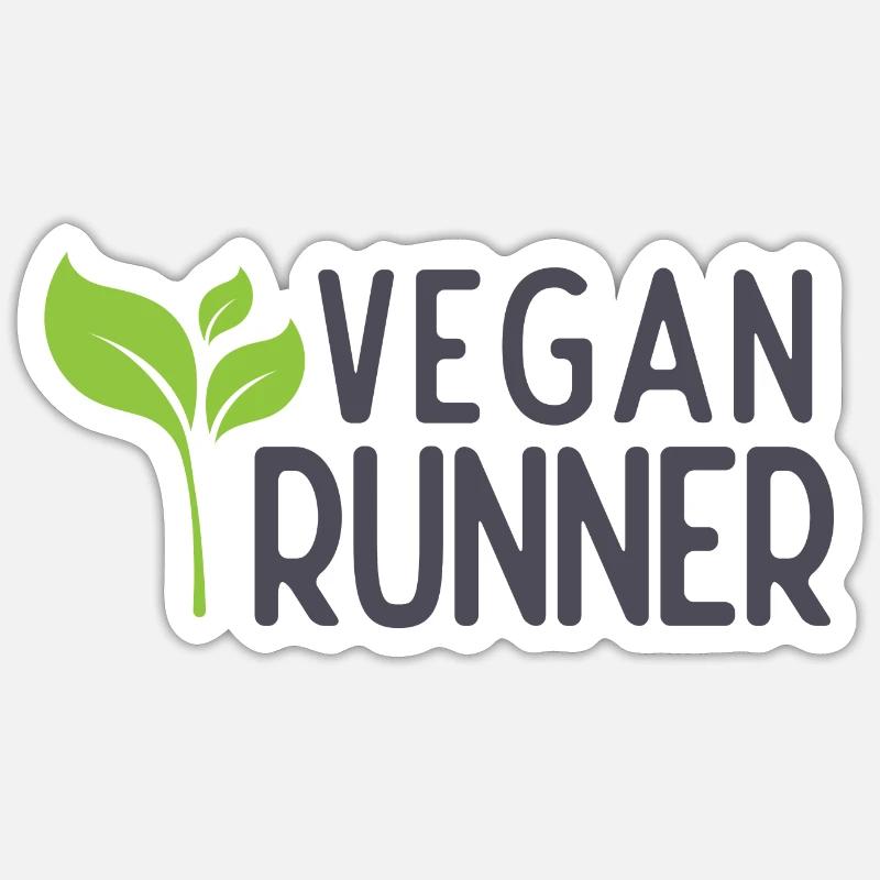 Coureur végétalien - Sticker taille S (10 x 10 cm) - blanc mat