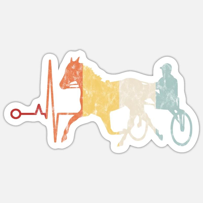 Traber Trabrennen in retro oder vintage Style - Sticker Größe S (10 x 10 cm) - Mattweiß