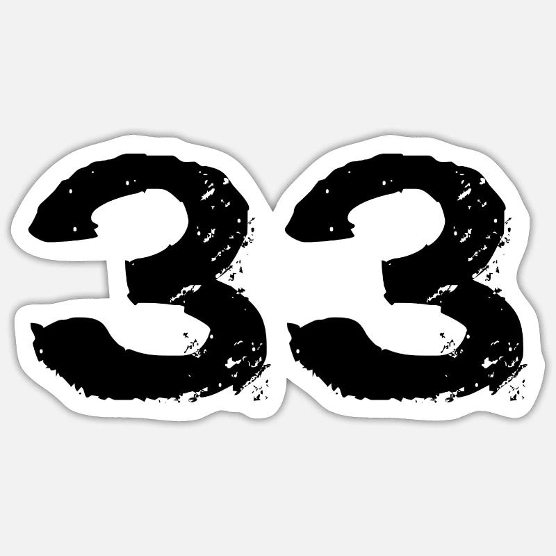 33 Maillot numéro - Sticker taille S (10 x 10 cm) - blanc mat