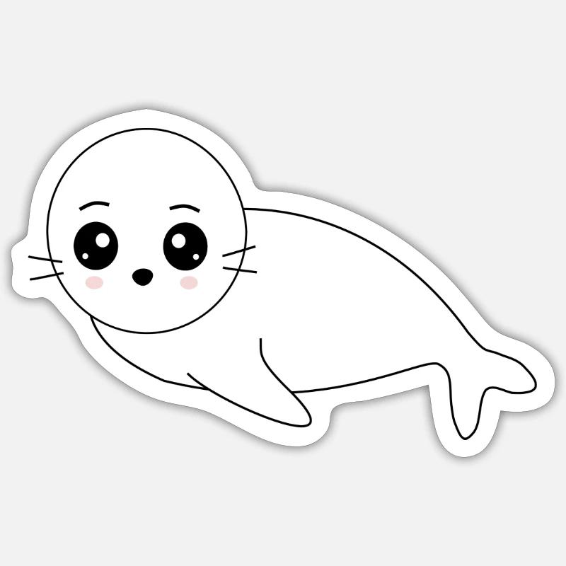 phoque phoque blanc phoques phoques animaux Sticker taille S (10 x 10 cm)