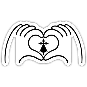 Coeur Hermine Bretonne - Sticker taille S (10 x 10 cm) - blanc mat - Devant