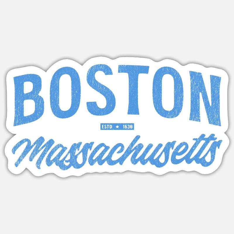 Boston Massachusetts Vintage Script - Sticker Größe S (10 x 10 cm) - Mattweiß