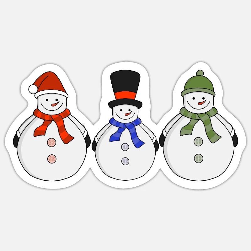 Schneemänner Der Winter ist da - Sticker Größe S (10 x 10 cm) - Mattweiß