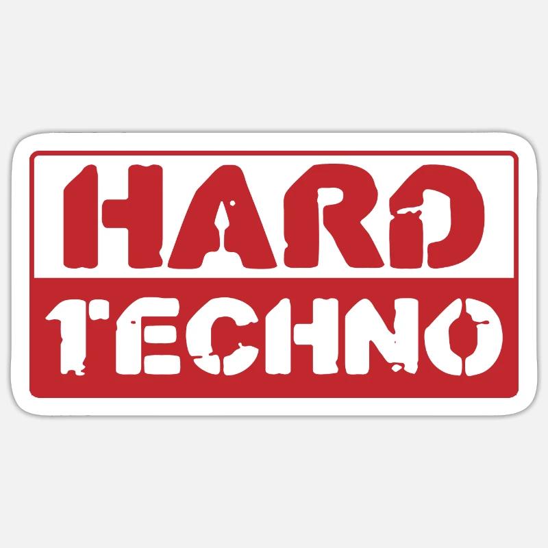 Hard Techno Stencil Red Remix - Sticker Größe S (10 x 10 cm) - Mattweiß