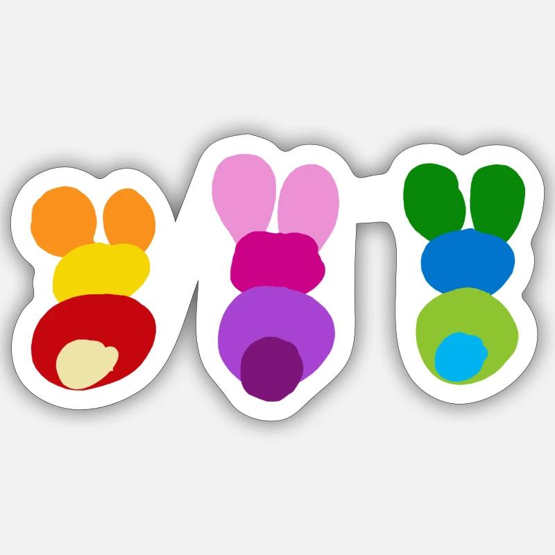 Famille De LapinImage3 - Sticker taille S (10 x 10 cm) - blanc mat