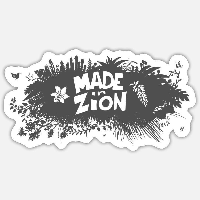 MadeInZion - Sticker taille S (10 x 10 cm) - blanc mat