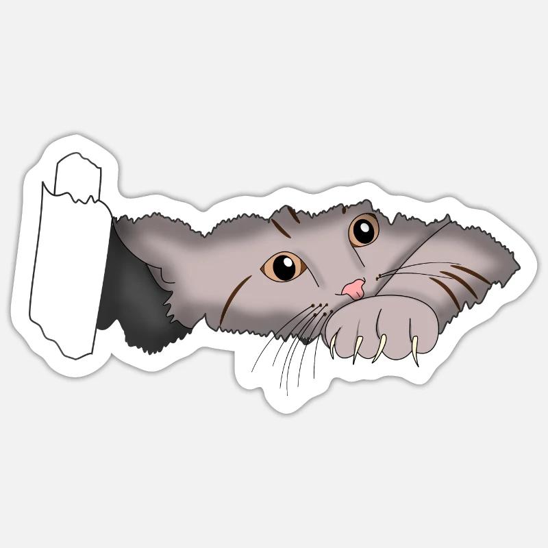Chat - Sticker taille S (10 x 10 cm) - blanc mat