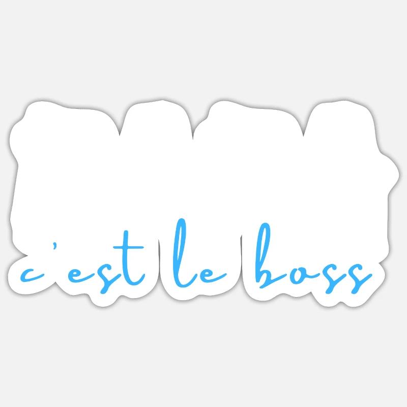 papa c'est le boss - Sticker taille S (10 x 10 cm) - blanc mat