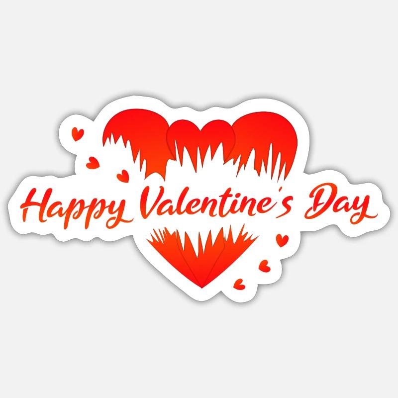 Saint-Valentin Cœurs rouges - Sticker taille S (10 x 10 cm) - blanc mat