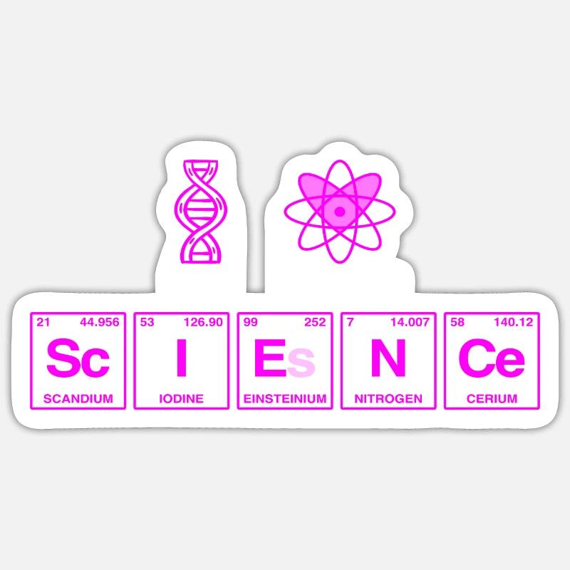 I LOVE SCIENCE - Elemente Perdiodensystem - Sticker Größe S (10 x 10 cm) - Mattweiß