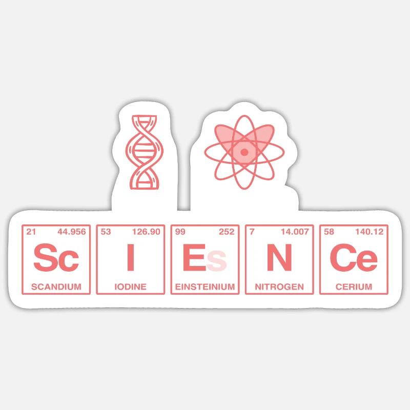 I LOVE SCIENCE - Elemente Perdiodensystem - Sticker Größe S (10 x 10 cm) - Mattweiß