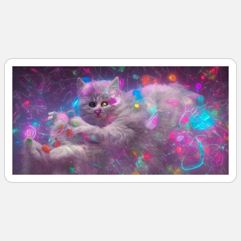 Chat de l’espace Sticker taille S (10 x 10 cm)