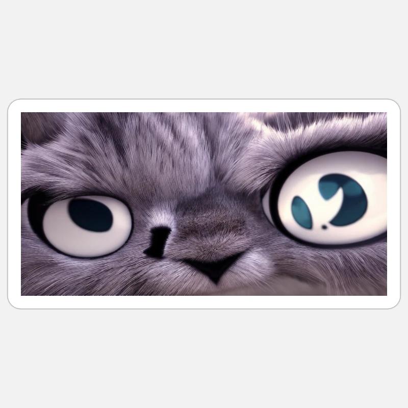 Le chat vous regarde - Sticker taille S (10 x 10 cm) - blanc mat