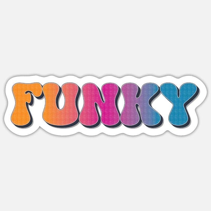 Funky Rétro - Sticker taille S (10 x 10 cm) - blanc mat