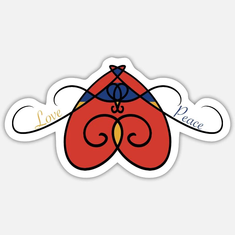 Liebe und Frieden - Sticker Größe S (10 x 10 cm) - Mattweiß