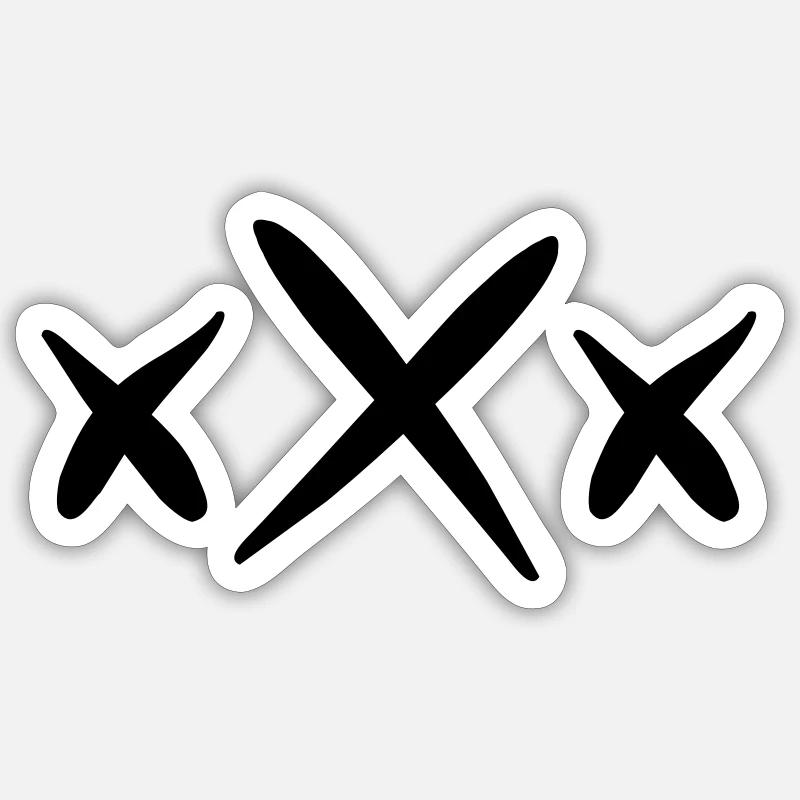 Triple X - Sticker taille S (10 x 10 cm) - blanc mat