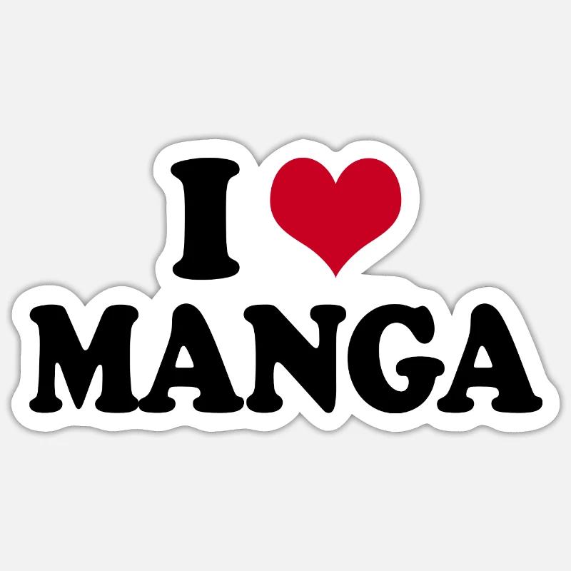J’adore les mangas - Sticker taille S (10 x 10 cm) - blanc mat