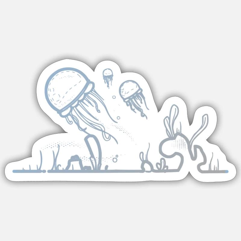 Fond marin - Sticker taille S (10 x 10 cm) - blanc mat