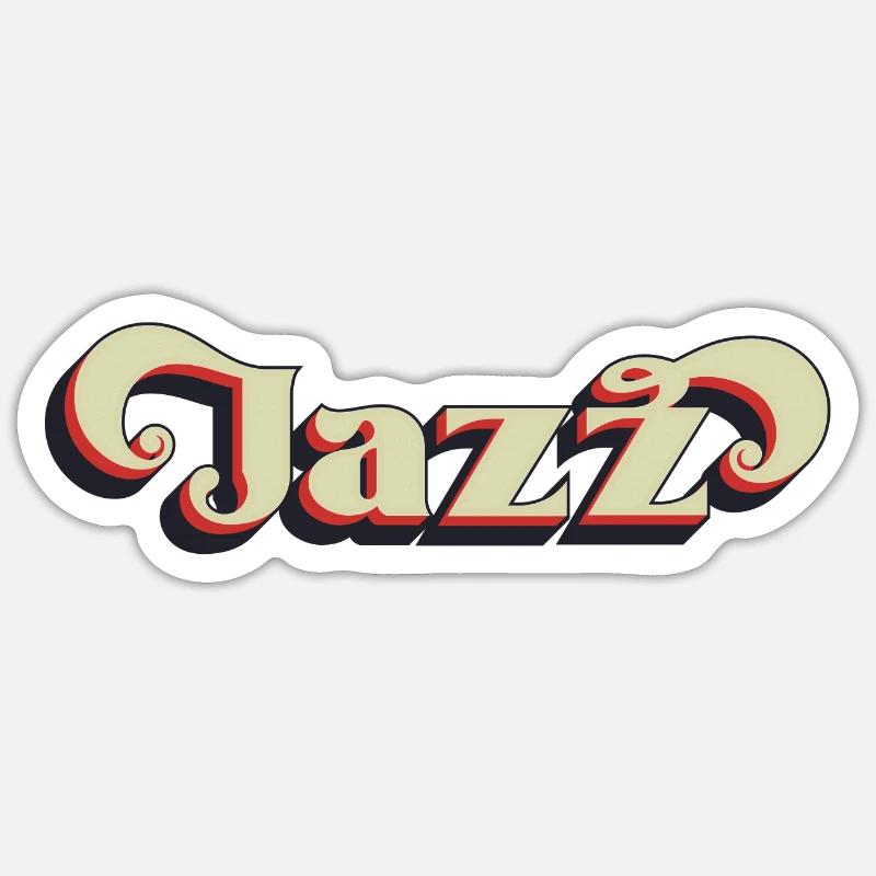 Jazz Rétro - Sticker taille S (10 x 10 cm) - blanc mat