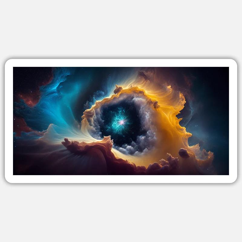 Nébuleuse Bluewing extrême gros plan Galaxie - Sticker taille S (10 x 10 cm) - blanc mat