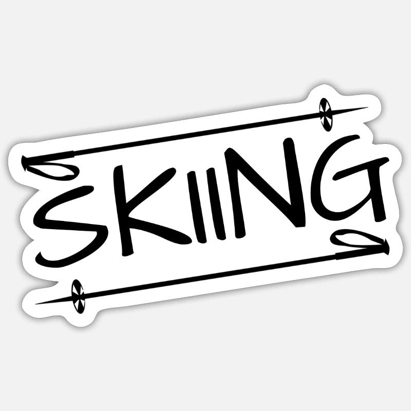 skiing - Sticker Größe S (10 x 10 cm) - Mattweiß