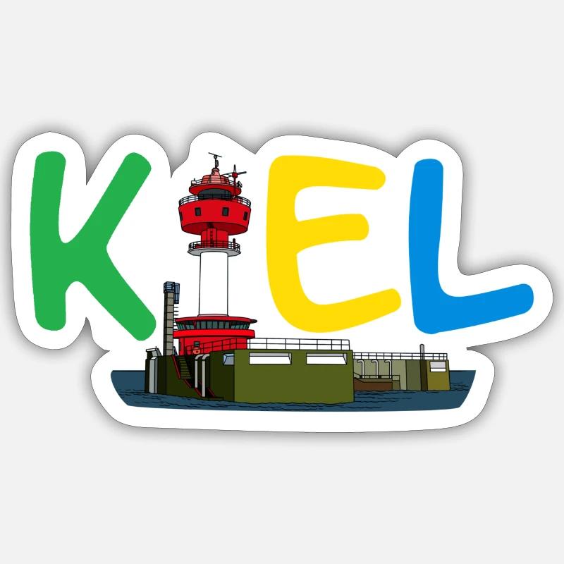 Kiel Leuchtturm Logo (bunt) - Sticker Größe S (10 x 10 cm) - Mattweiß