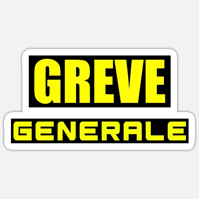 Grève générale - Sticker taille S (10 x 10 cm) - blanc mat