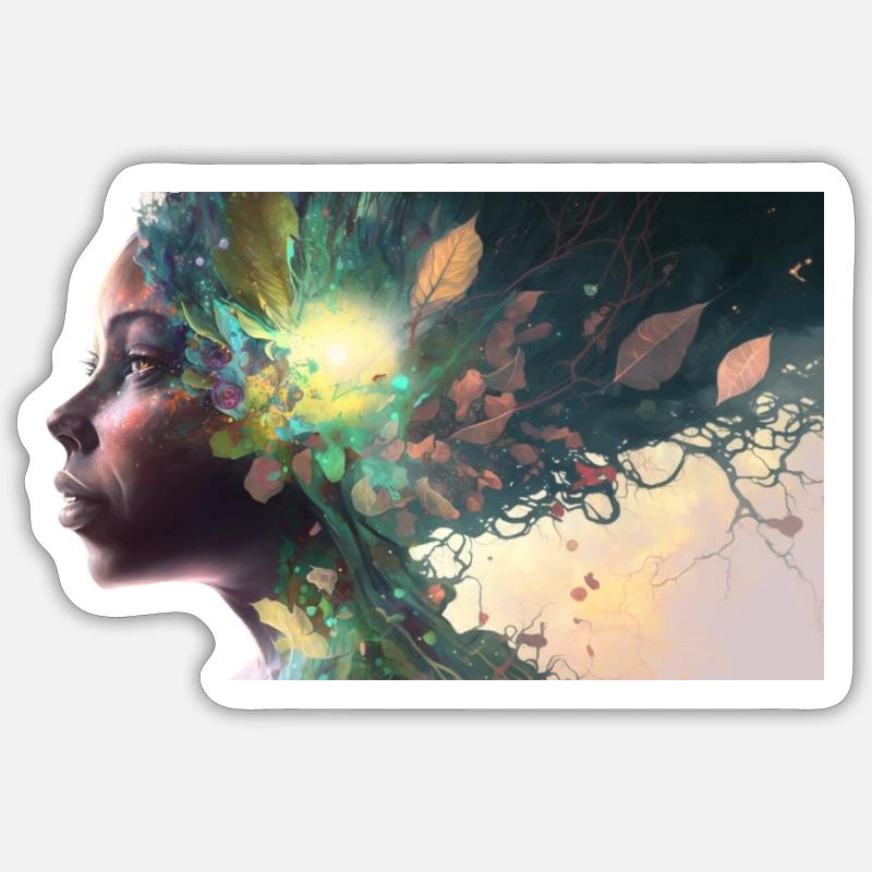 Déesse de la nature - Sticker taille S (10 x 10 cm) - blanc mat