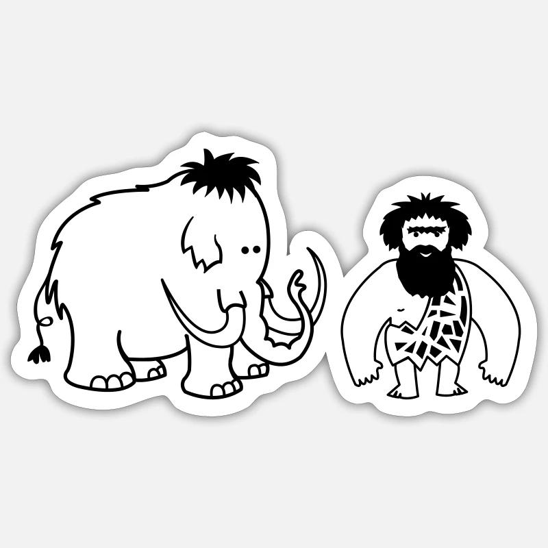 Mammoth caveman - Sticker size S (10 x 10 cm) - white matte