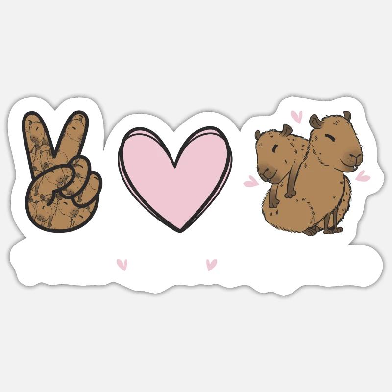 Rongeur Capybara - Sticker taille S (10 x 10 cm) - blanc mat