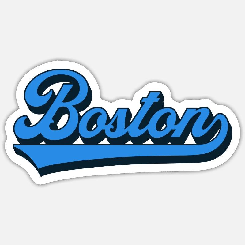 Boston Blau Script Retro Sticker Größe S (10 x 10 cm)
