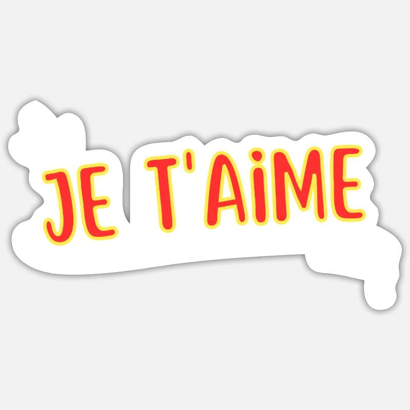 Je t'aime - Sticker taille S (10 x 10 cm) - blanc mat