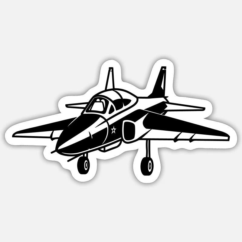 Avion de chasse - Sticker taille S (10 x 10 cm) - blanc mat