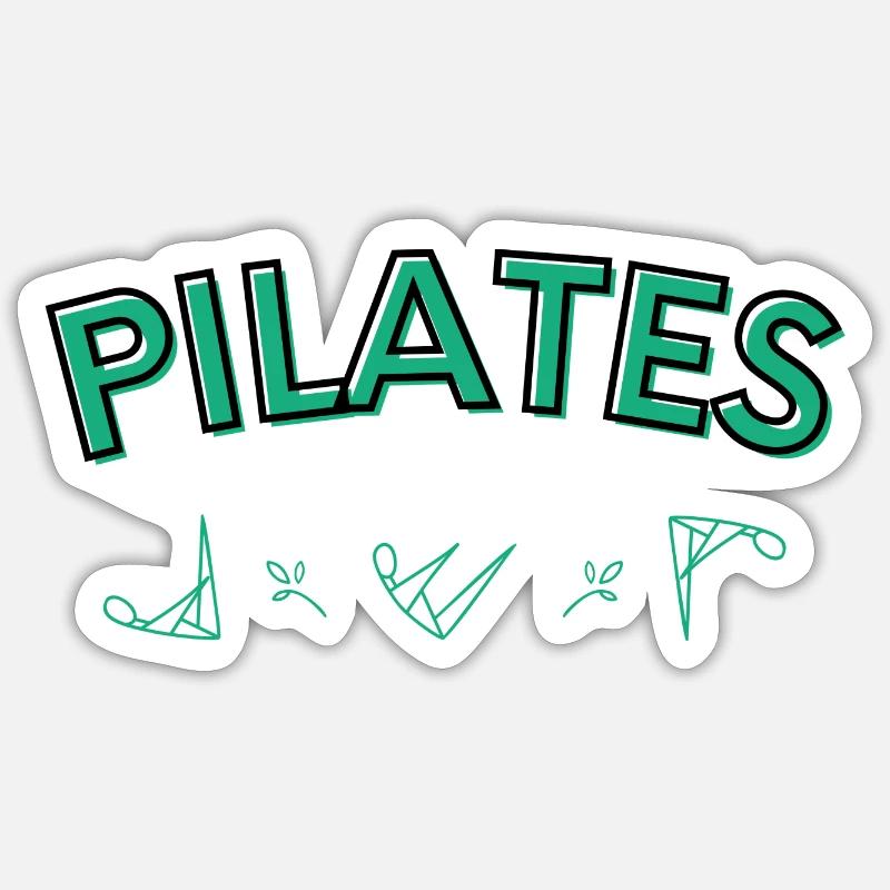 Pilates Différentes positions - Sticker taille S (10 x 10 cm) - blanc mat