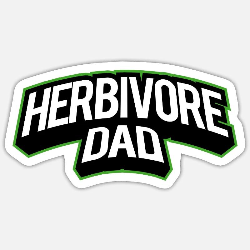 Herbivore Daddy Vegan - Sticker taille S (10 x 10 cm) - blanc mat