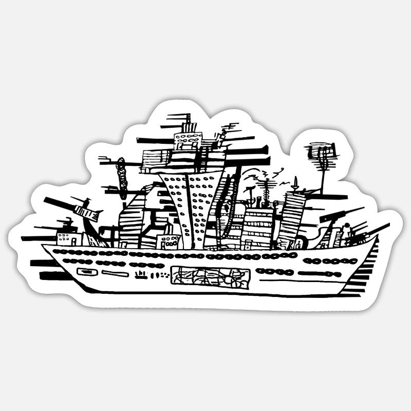 Schiff - Sticker Größe S (10 x 10 cm) - Mattweiß