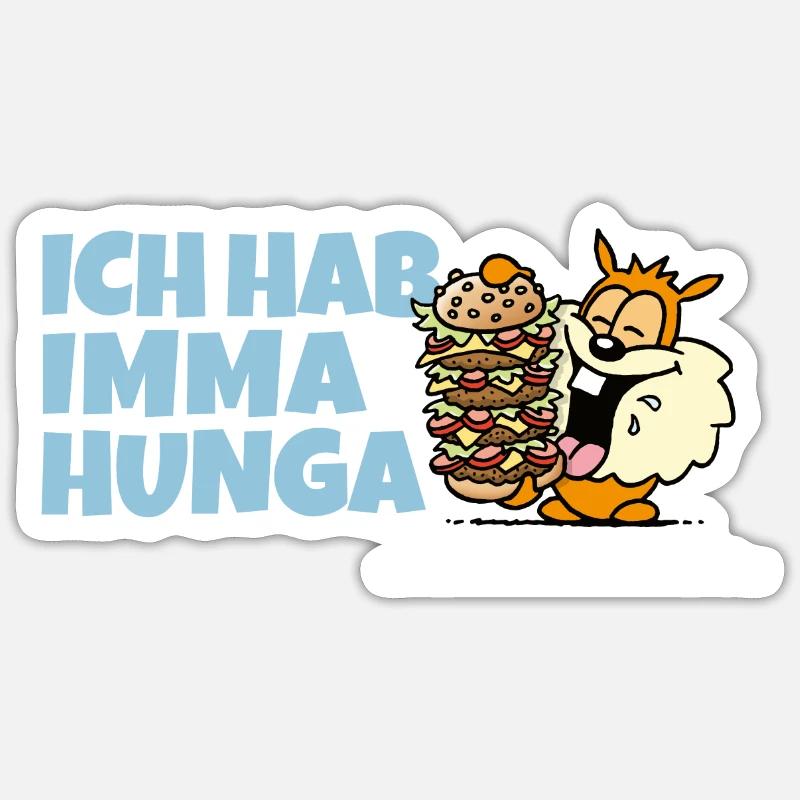 Hamster mit Mega-Hamburger - Sticker Größe S (10 x 10 cm) - Mattweiß