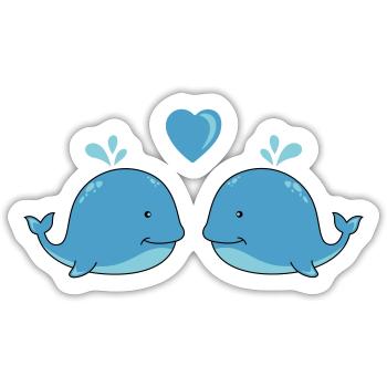 wale verliebt - Sticker Größe S (10 x 10 cm) - Mattweiß - Vorne