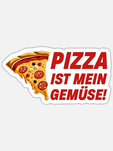 Pizza ist mein Gemüse - Sticker Größe S (10 x 10 cm) - Mattweiß