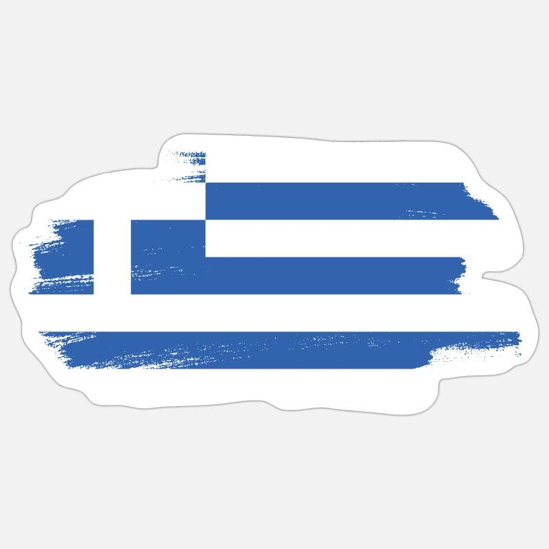 Drapeau de la Grèce Hellas Athènes Drapeau grec - Sticker taille S (10 x 10 cm) - blanc mat