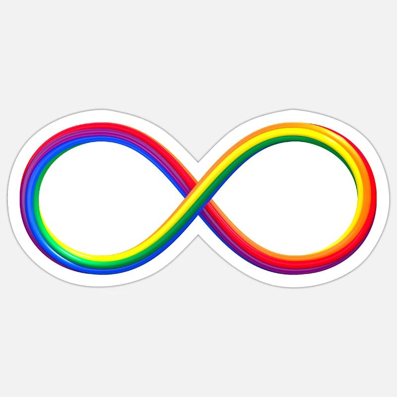 Infini Infinity Symbol Arc-en-ciel LGBT - Sticker taille S (10 x 10 cm) - blanc mat