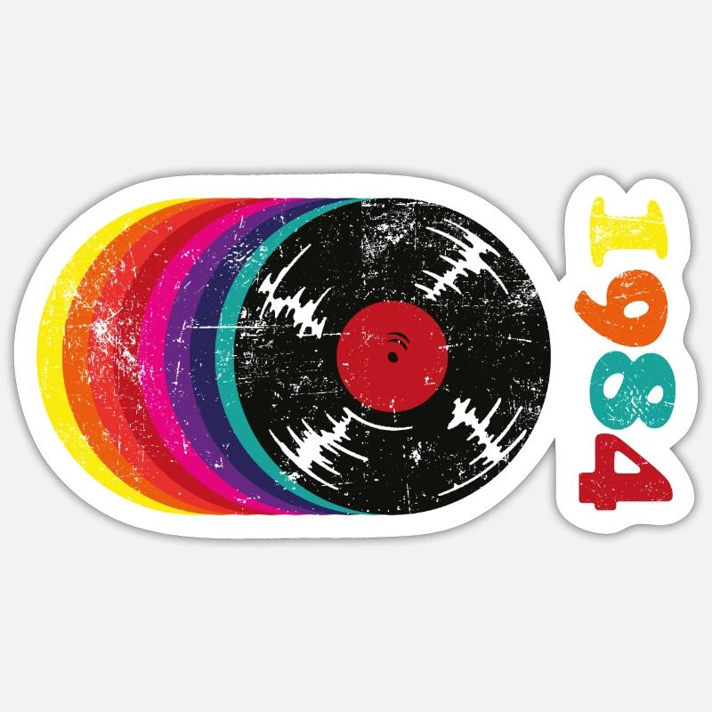 1984 Année de naissance - Sticker taille S (10 x 10 cm) - blanc mat