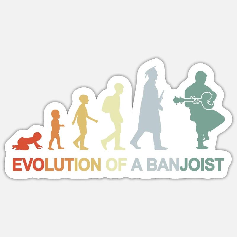 Évolution du joueur de banjo - Sticker taille S (10 x 10 cm) - blanc mat